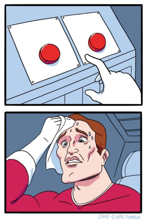 Two Buttons meme about OLIPOP